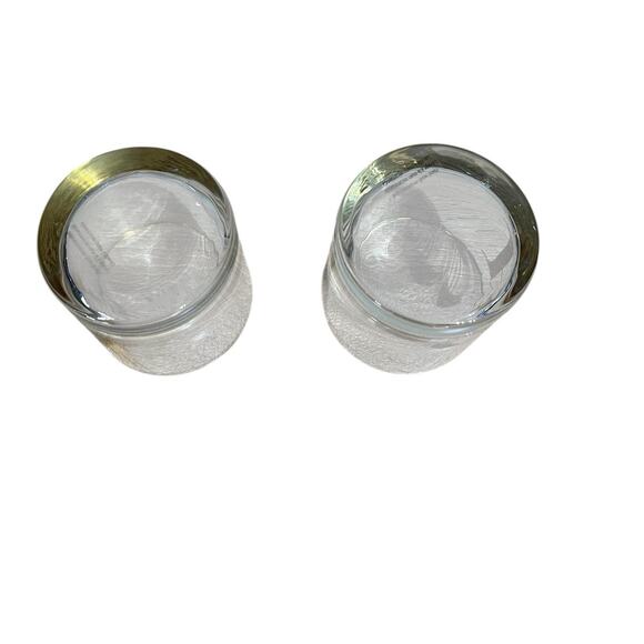 Pasabahce 2 Monogramed"B" Old Fashioned Low Ball Glass from Pasabahce Gold Rim - Picture 3 of 10